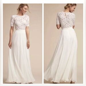 Jenny Yoo Collection White Chiffon Maxi Dress